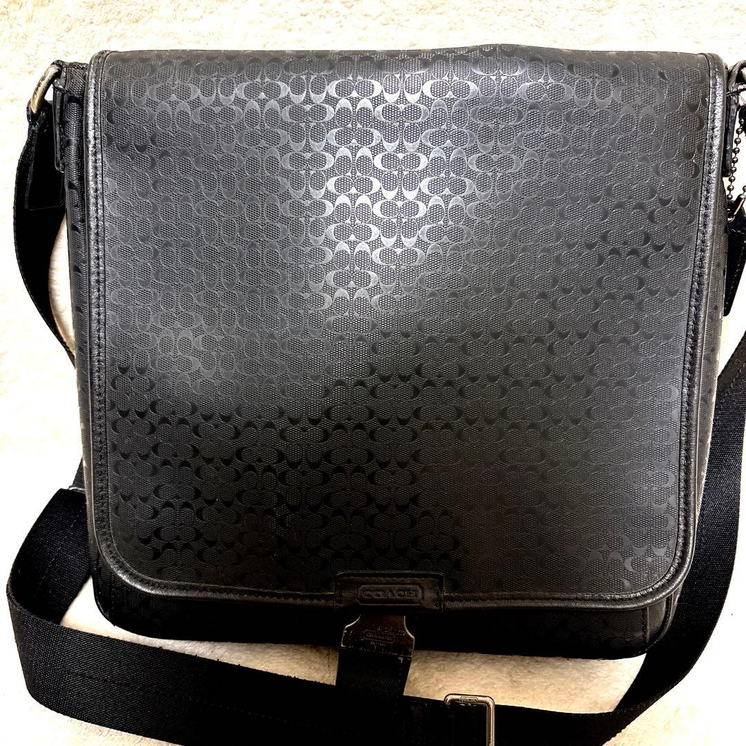 美品⭐️COACH ブラック メッセンジャーバッグ レザー　PVC サイズ調節