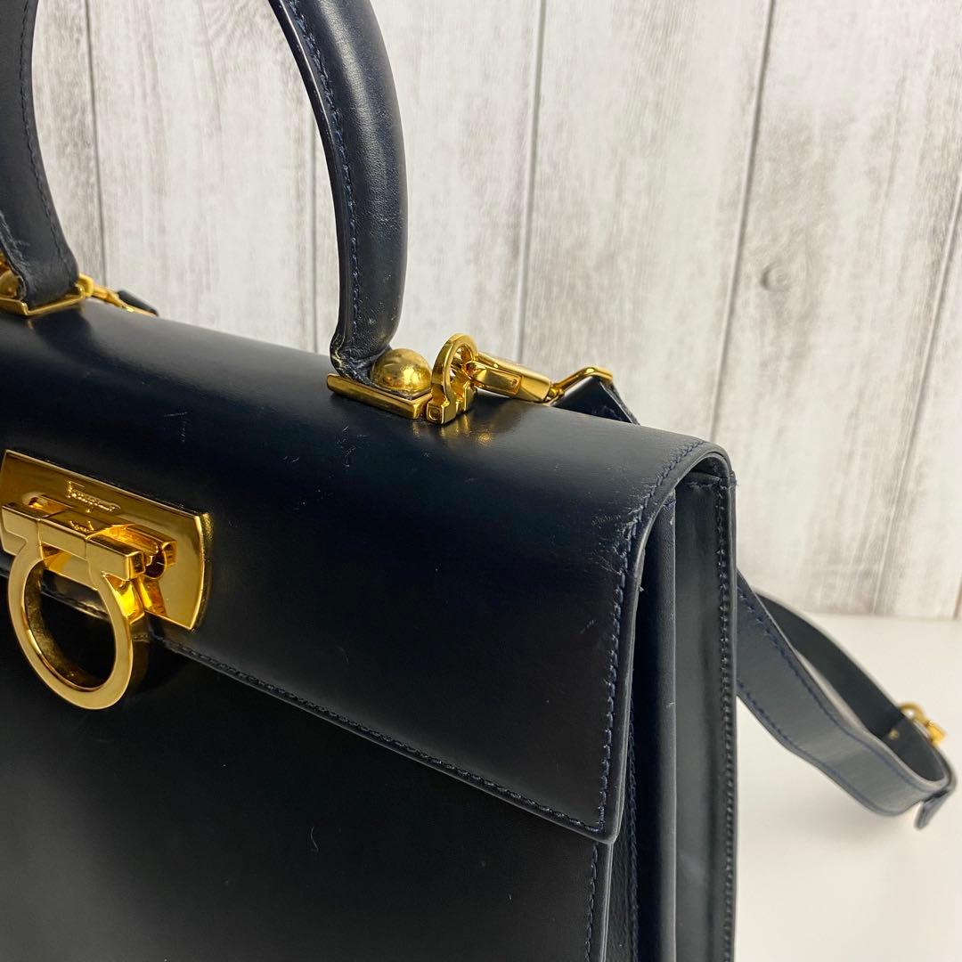 【美品☆人気】フェラガモ ガンチーニ ハンドバッグ 2way ブラック