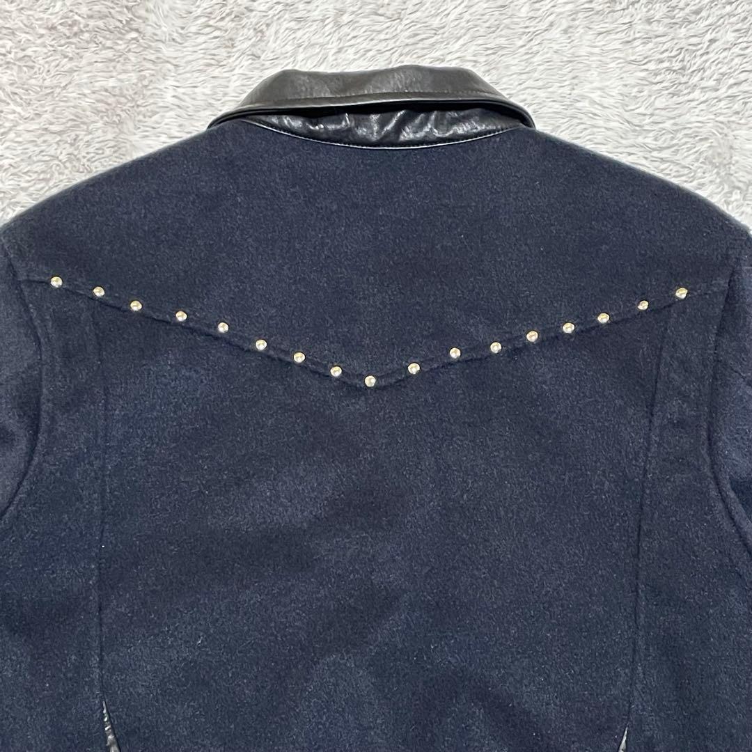 ヨーロ　ポイントレザージャケット　スタッズ　キルティング　短丈　レザーカラー　M