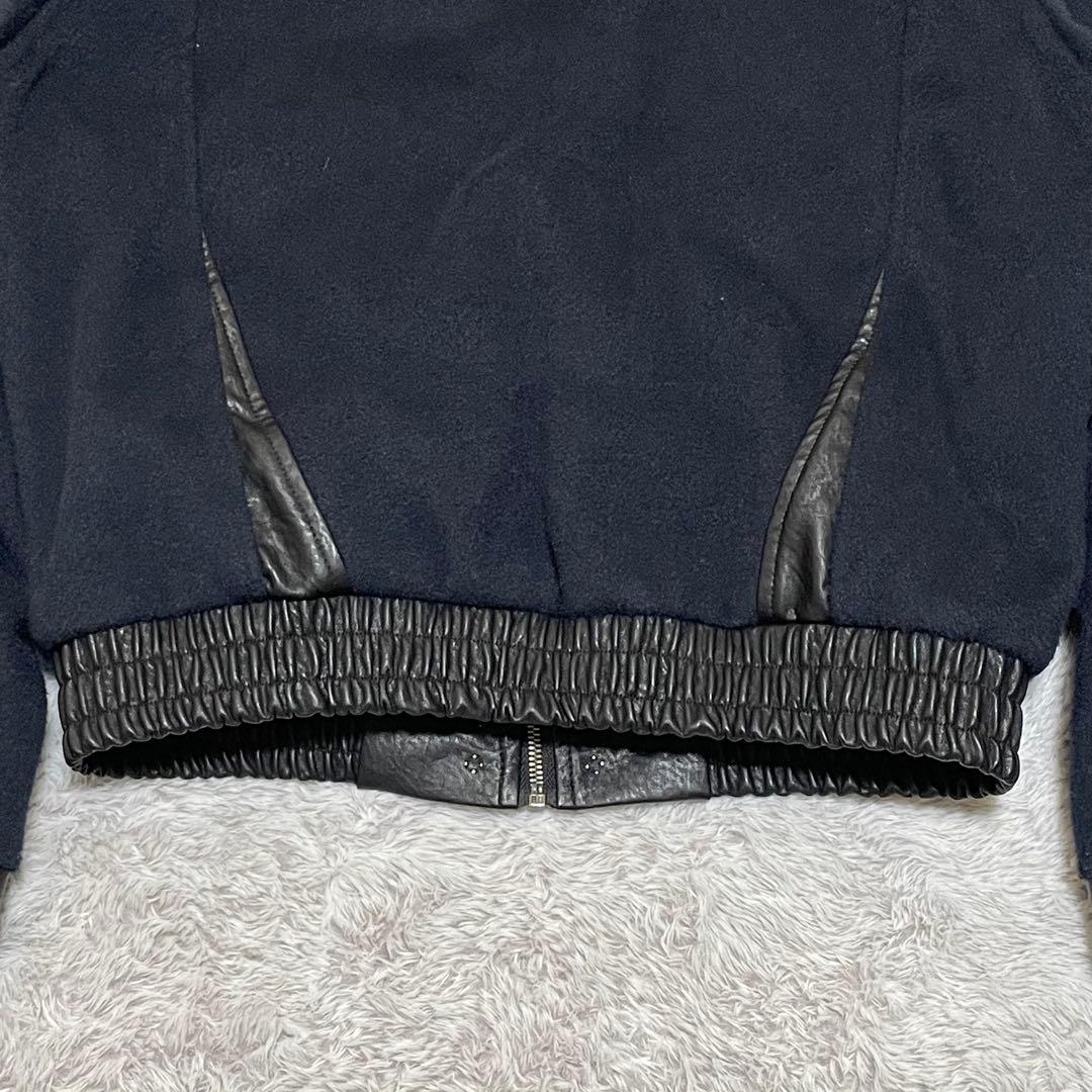 ヨーロ　ポイントレザージャケット　スタッズ　キルティング　短丈　レザーカラー　M