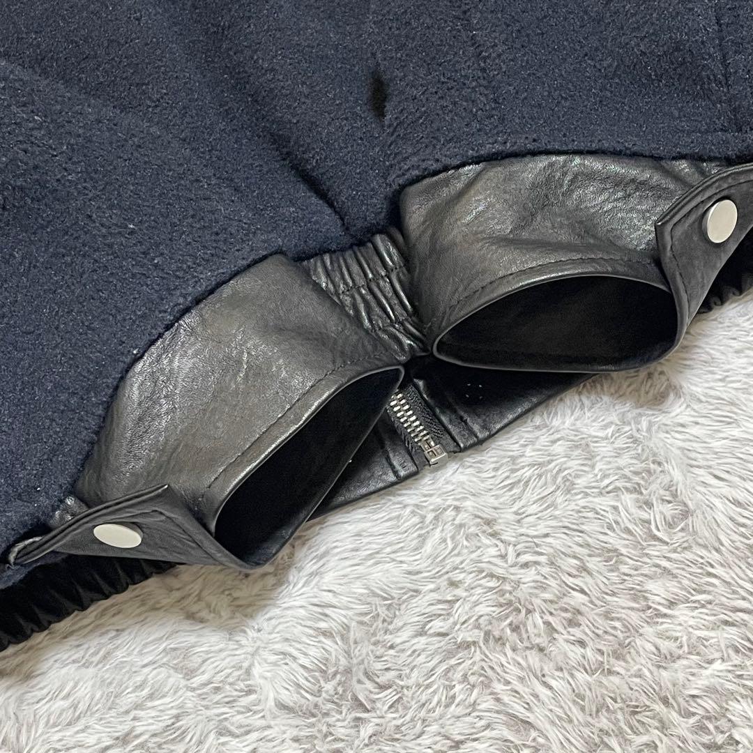 ヨーロ　ポイントレザージャケット　スタッズ　キルティング　短丈　レザーカラー　M