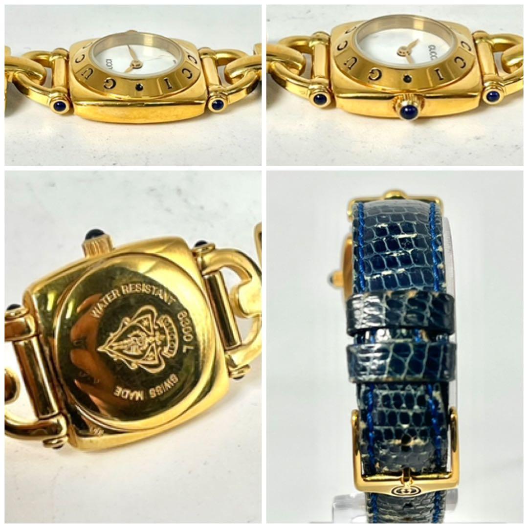 【稼働品】グッチ 6300 L クォーツ 腕時計 ホースビット ゴールド ロゴ