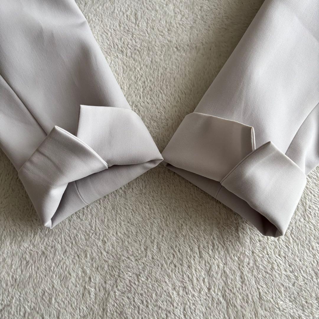 PLST プラステ パンツスーツ ノーカラー ライトグレー Mサイズ