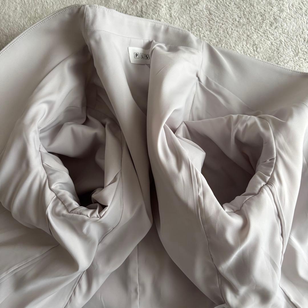 PLST プラステ パンツスーツ ノーカラー ライトグレー Mサイズ