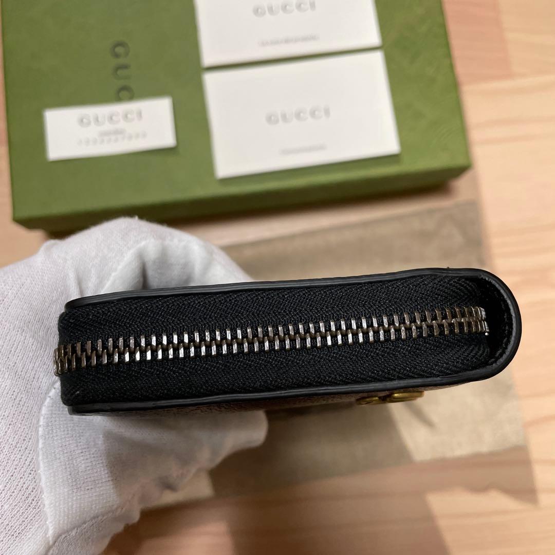 GUCCI 黒 レザー 長財布 GGロゴ付き