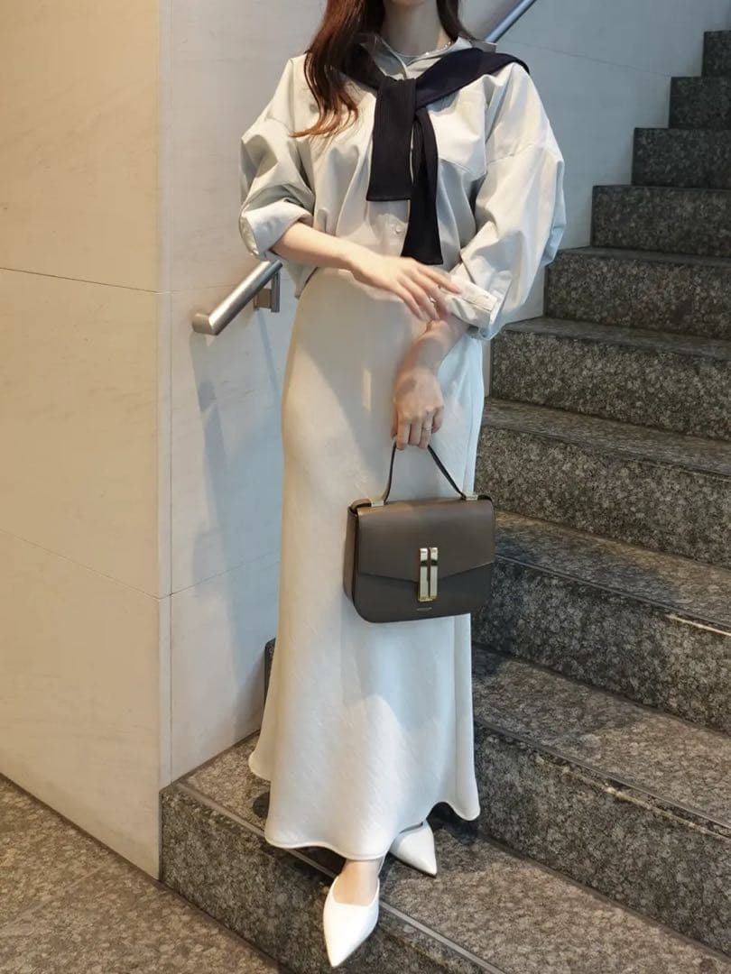 anuans サテンナロースカート ECRU S(1)サイズ