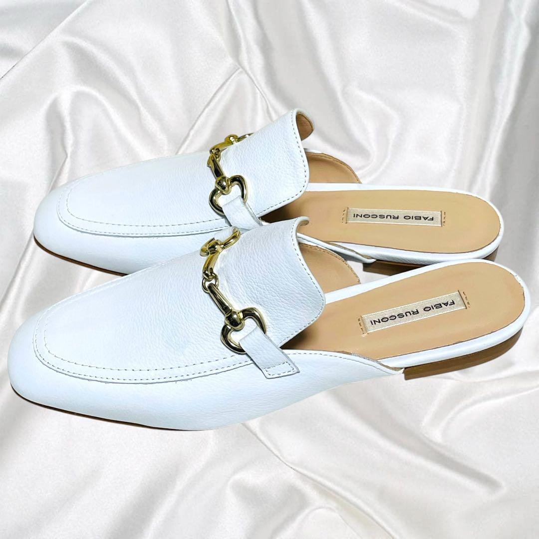 【FABIO RUSCONI】美品ビット ゴールド金具 シープレザー ミュール