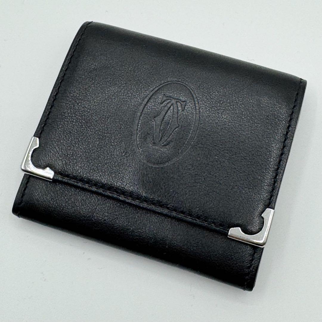 カルティエ ケース　マストドゥ　財布　ウォレット 黒　ブラック　レザー