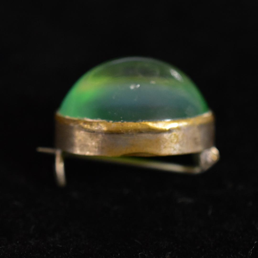 夜間飛行 キャッツアイ古ガラスのレースピン アンティークブローチ　ドール