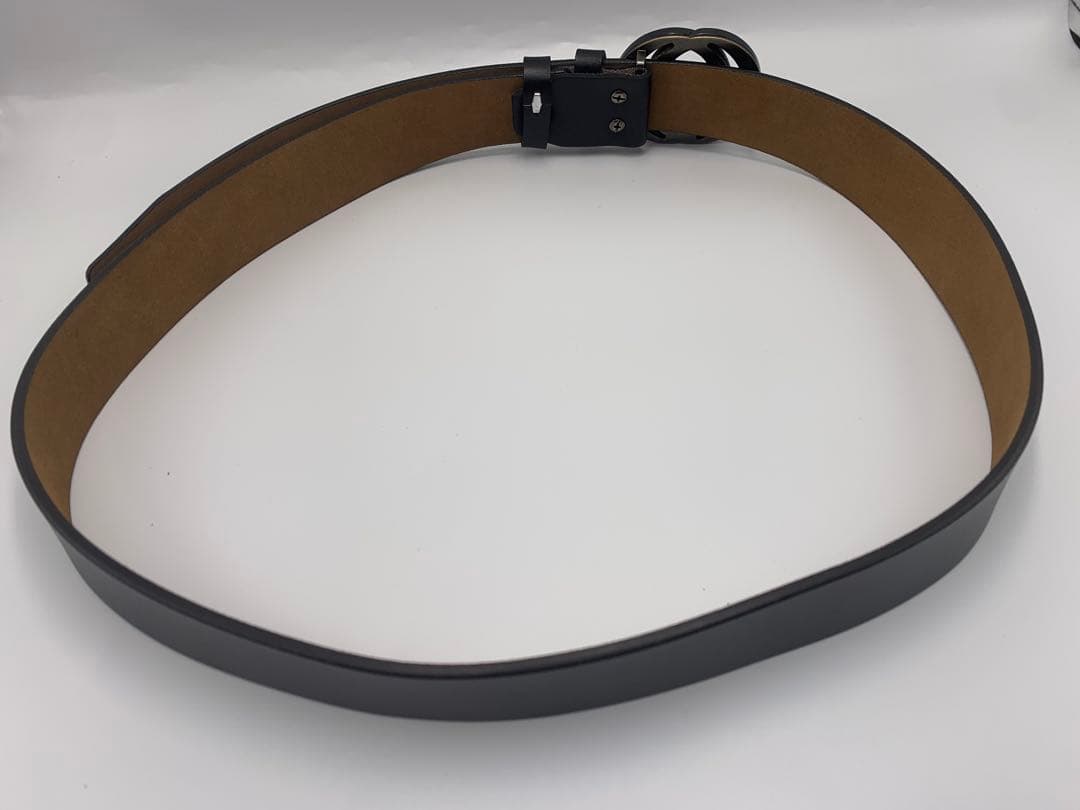 【美品】グッチ　GUCCI ダブルGロゴ ブラックレザーベルト　メンズ P55