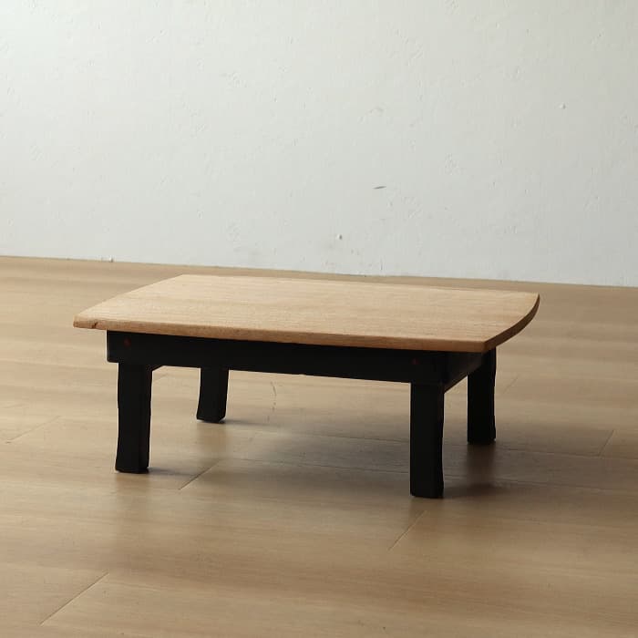 アンティーク 小ちゃぶ台 ラワン 無垢材 古家具 折り畳み ブラック