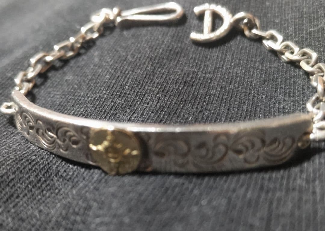 ファーストアローズ　18金太陽神　唐草彫りシルバーチェーンブレスレット