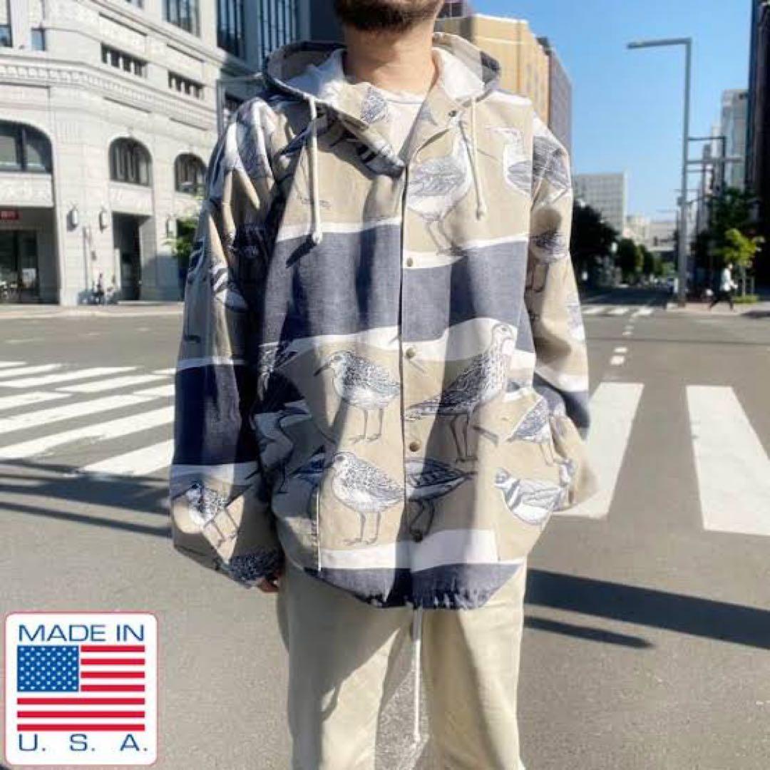 【POP】80s USA製 カモメ柄フードジャケット MichiganRa