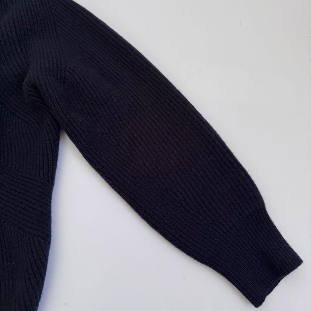 Drawerウールカシミヤニット ボタンタートル ネイビー ドゥロワー