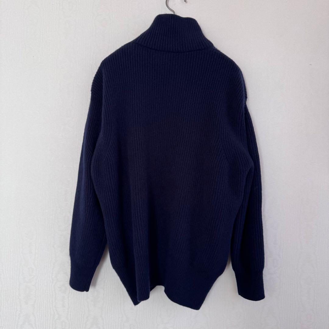 Drawerウールカシミヤニット ボタンタートル ネイビー ドゥロワー