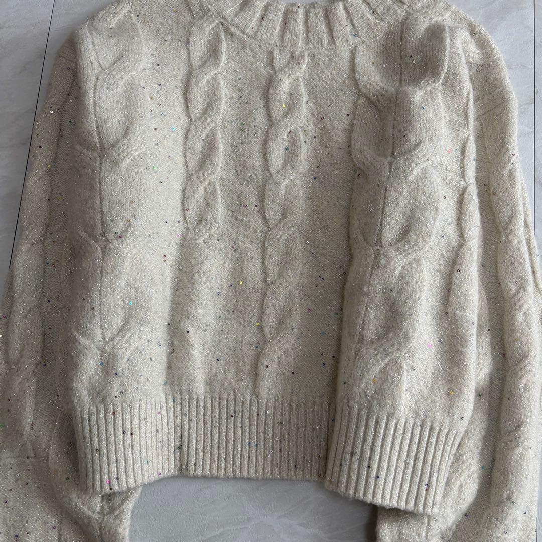 COHINA YUNA SANTA スパンコール ケーブル ミックス ニット