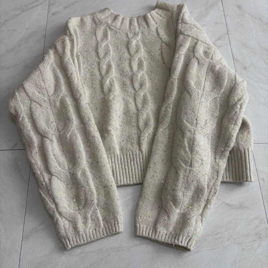 COHINA YUNA SANTA スパンコール ケーブル ミックス ニット