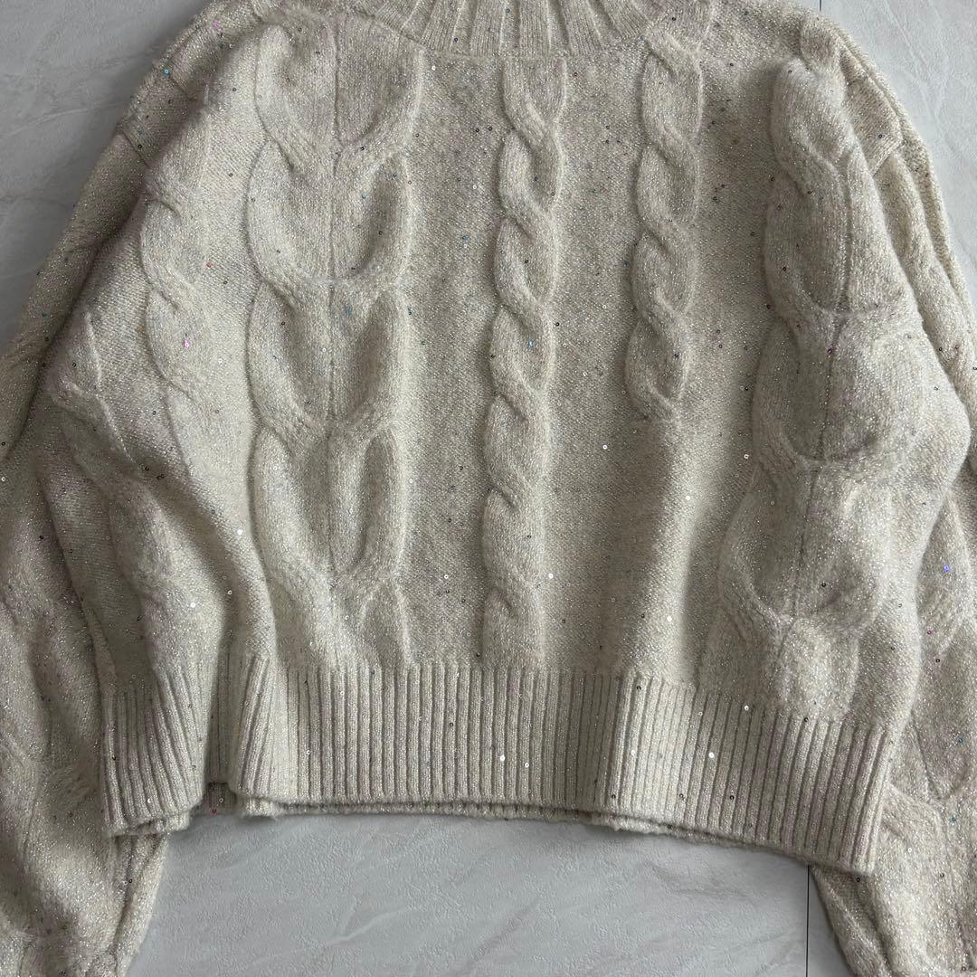 COHINA YUNA SANTA スパンコール ケーブル ミックス ニット