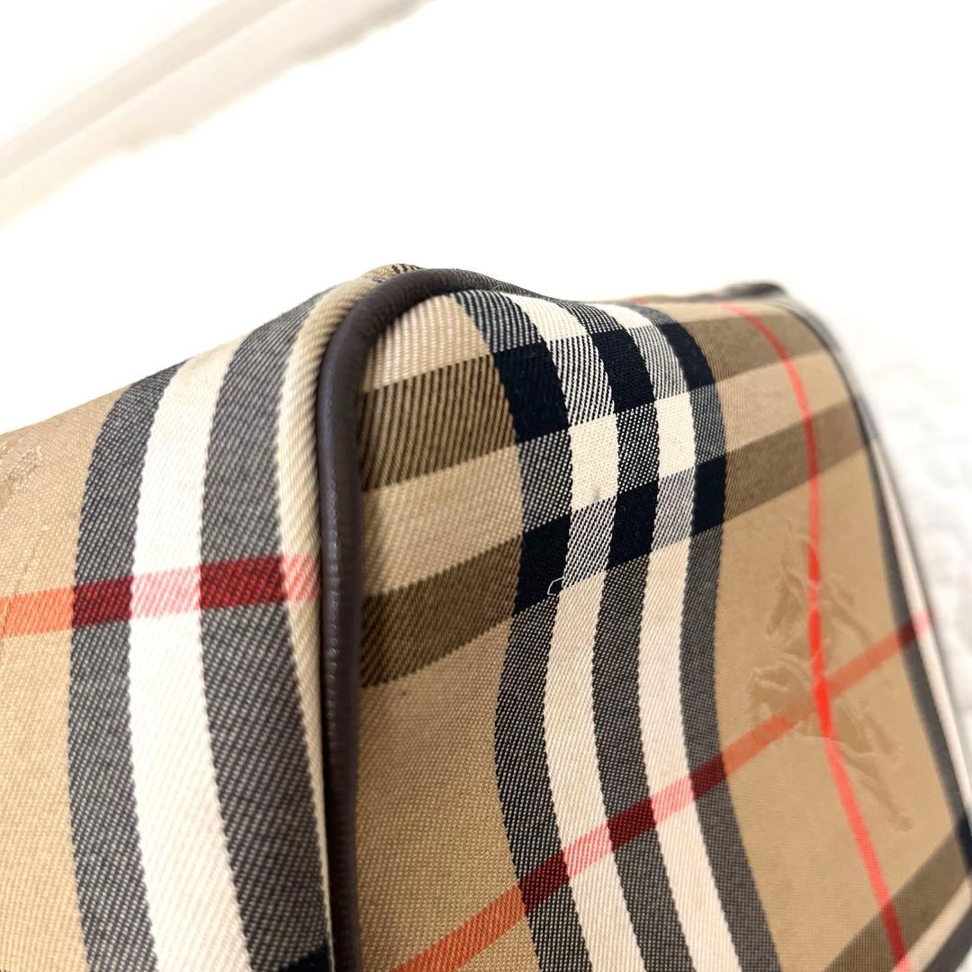 美品　Burberry バーバリー ミニボストンバッグ ノバチェック レザー
