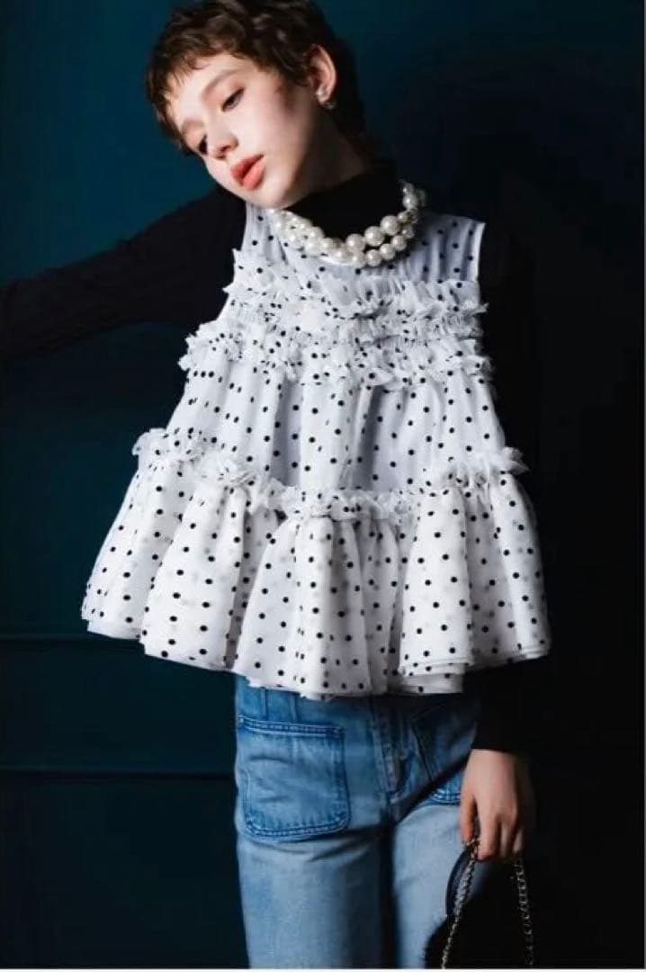 shéller シェリエ　Dot organdy flare tops