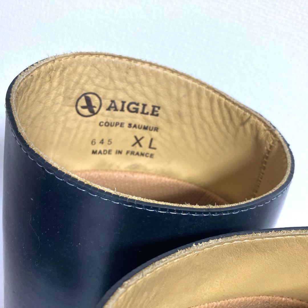 ◆AIGLE エーグル◆黒 ロングブーツ レインブーツ 乗馬 38・XL
