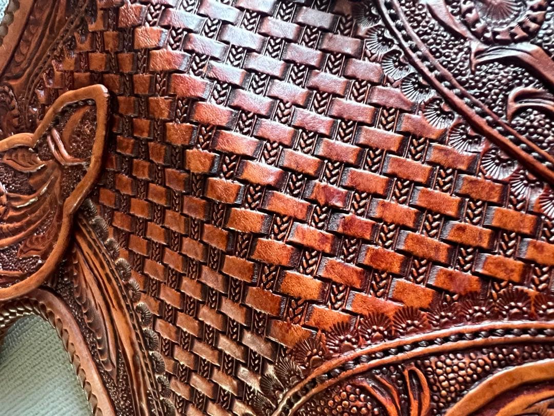 本革　長財布 ハンドメイドレザーカービング　バイカーズウォレットクリスマスセール