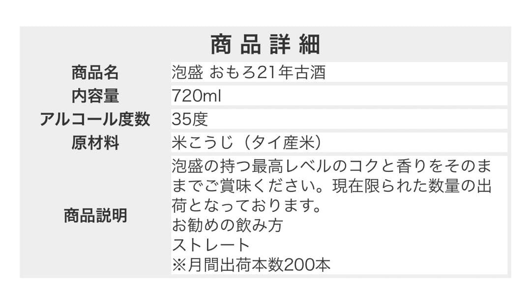 泡盛　おもろ　21年古酒　瑞泉　琉球泡盛