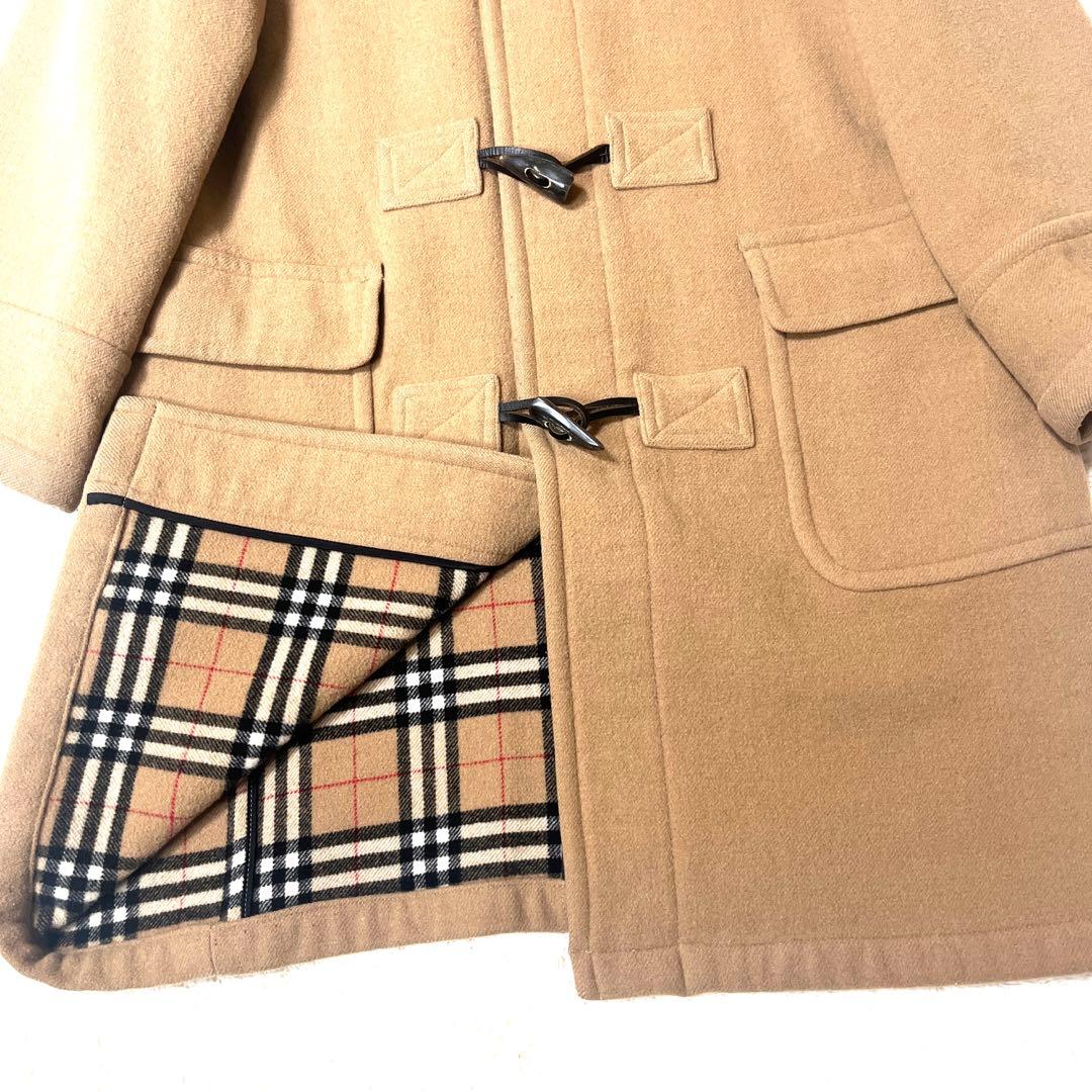 美品☆バーバリーブルーレーベルダッフルコートメガチェック大きいサイズキャメル