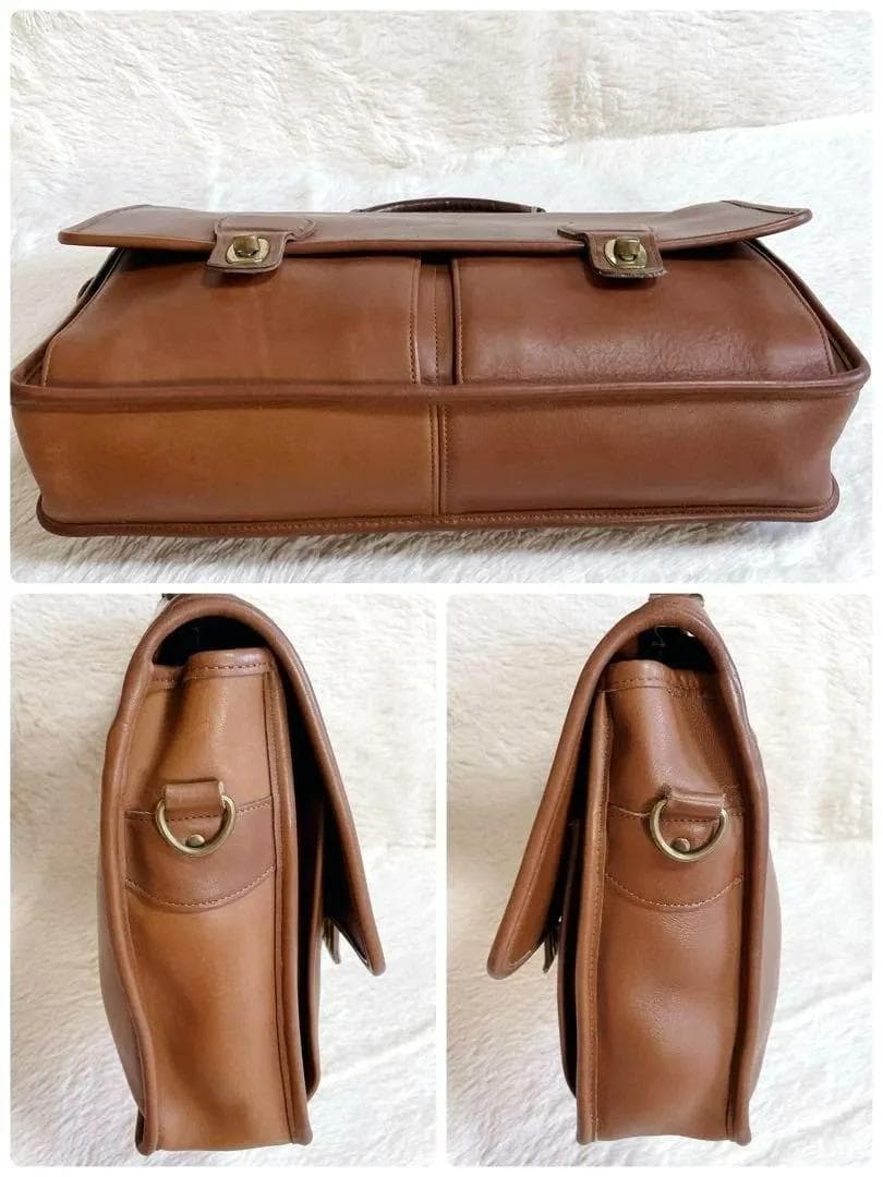 COACH レザー ビジネスバッグ ブラウン 5275 ダブル ターンロック