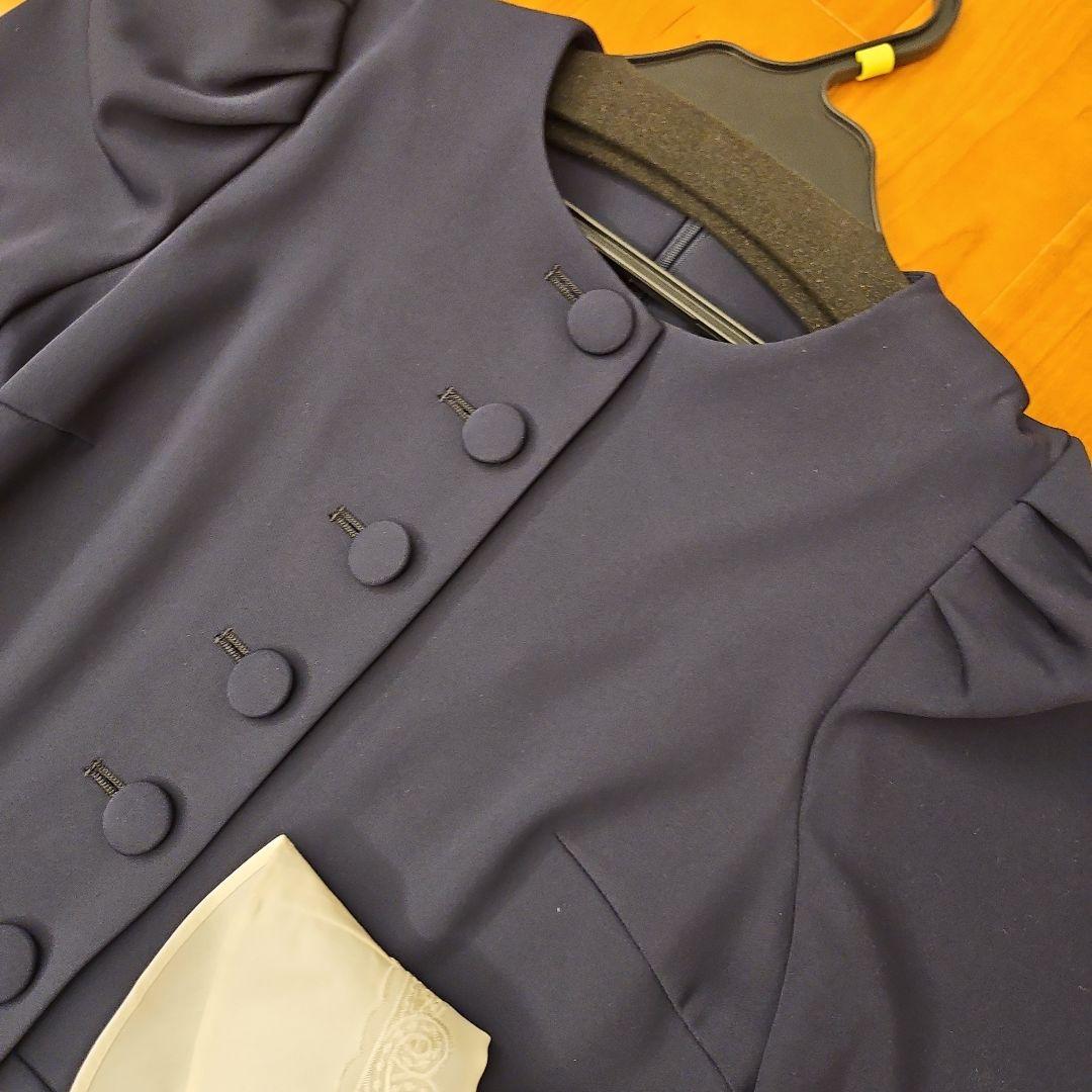 cocona ネイビー ボタンワンピース