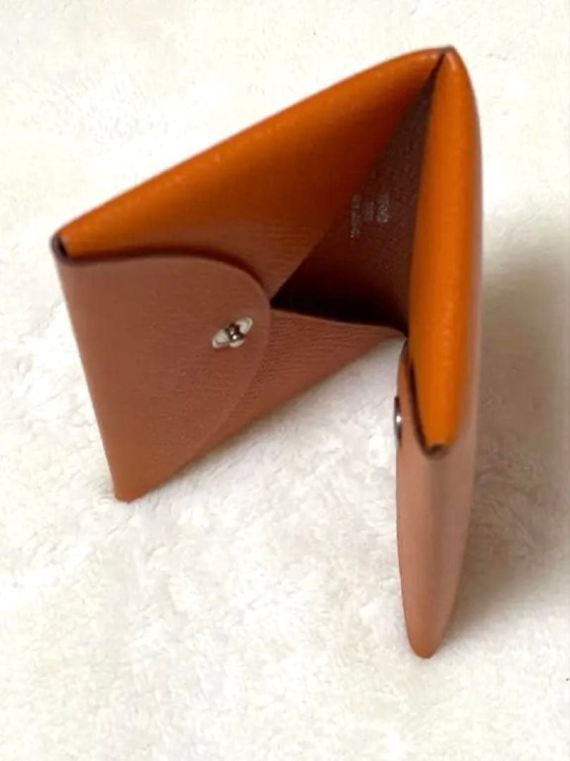【✨極美品✨】HERMES カルヴィ レザー 名刺入れ（オレンジ）