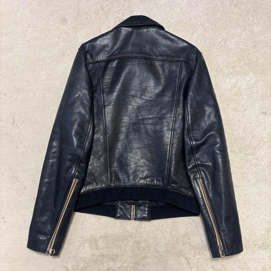 美品⭐️ACNE STUDIOUS カーフレザー　ジャケット　ブラック　リブ　46