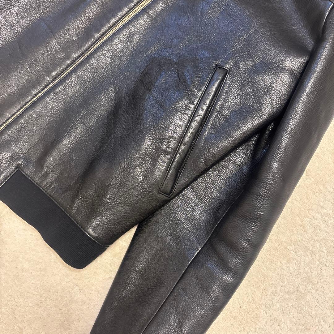 美品⭐️ACNE STUDIOUS カーフレザー　ジャケット　ブラック　リブ　46