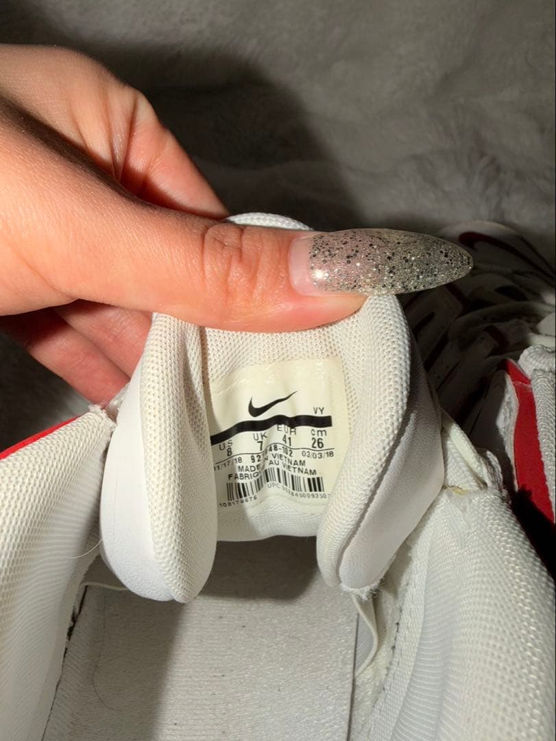 ま*ん様 NIKE エアモアアップテンポ 白赤 26cm カスタム 美品