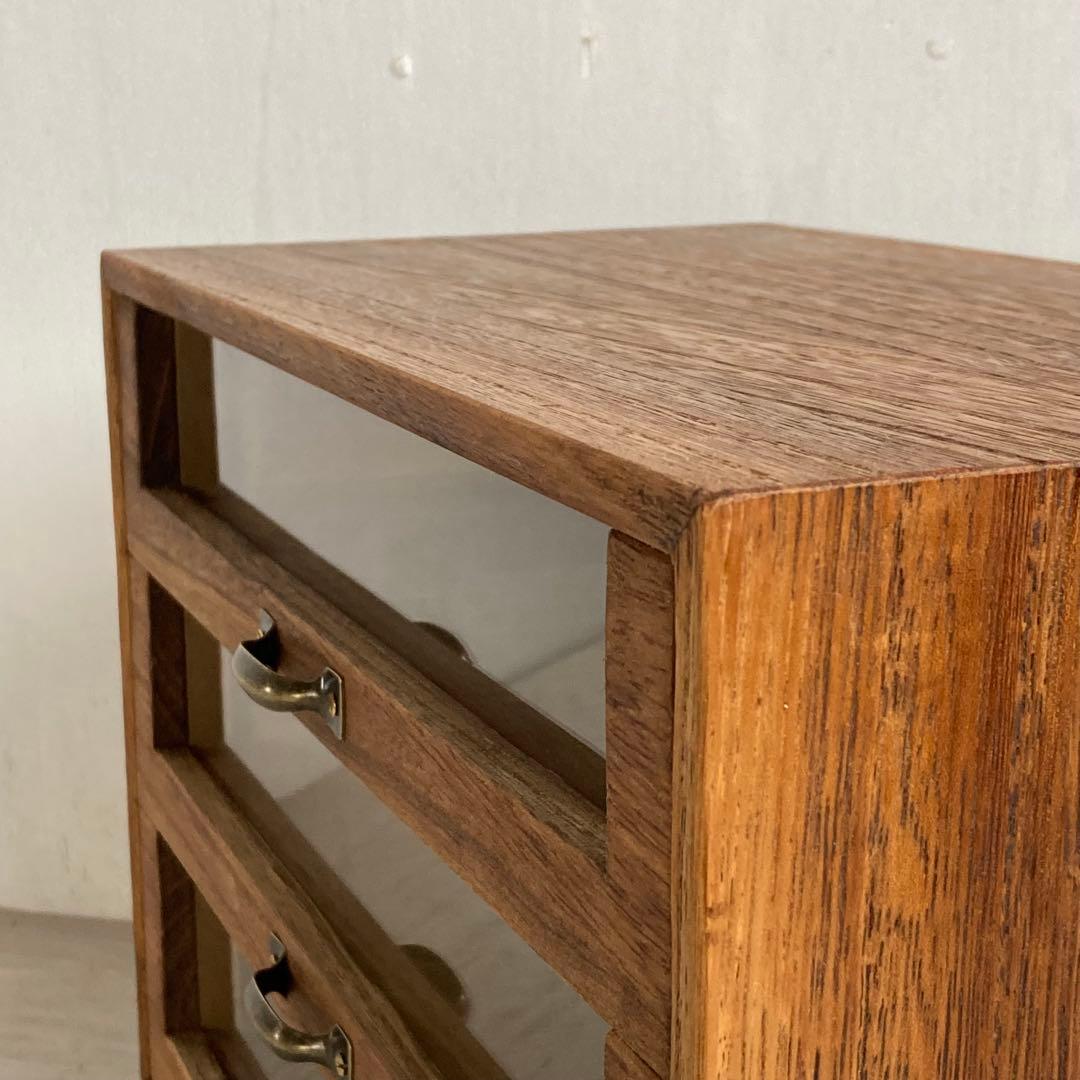 古い木製3杯 小引き出し 小物入れ 糸ケース 古家具 ディスプレイケース