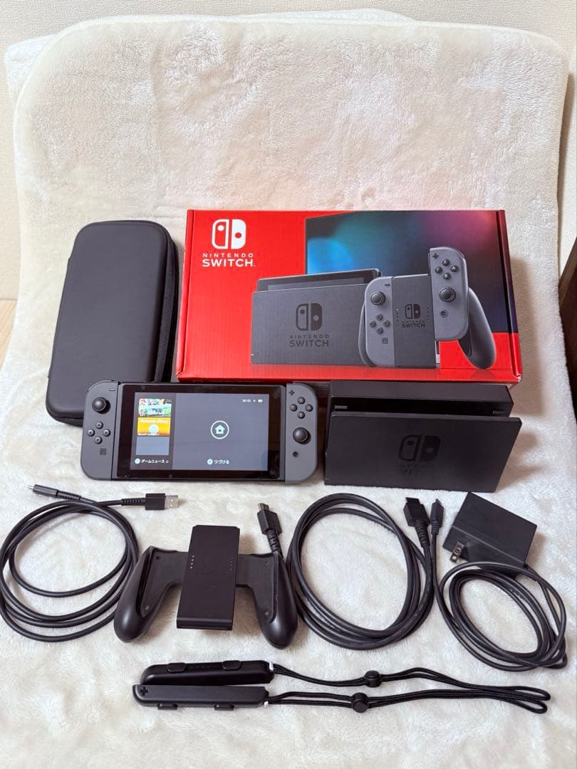 Nintendo Switch 本体 グレー 付属品あり、キャリーケース付き