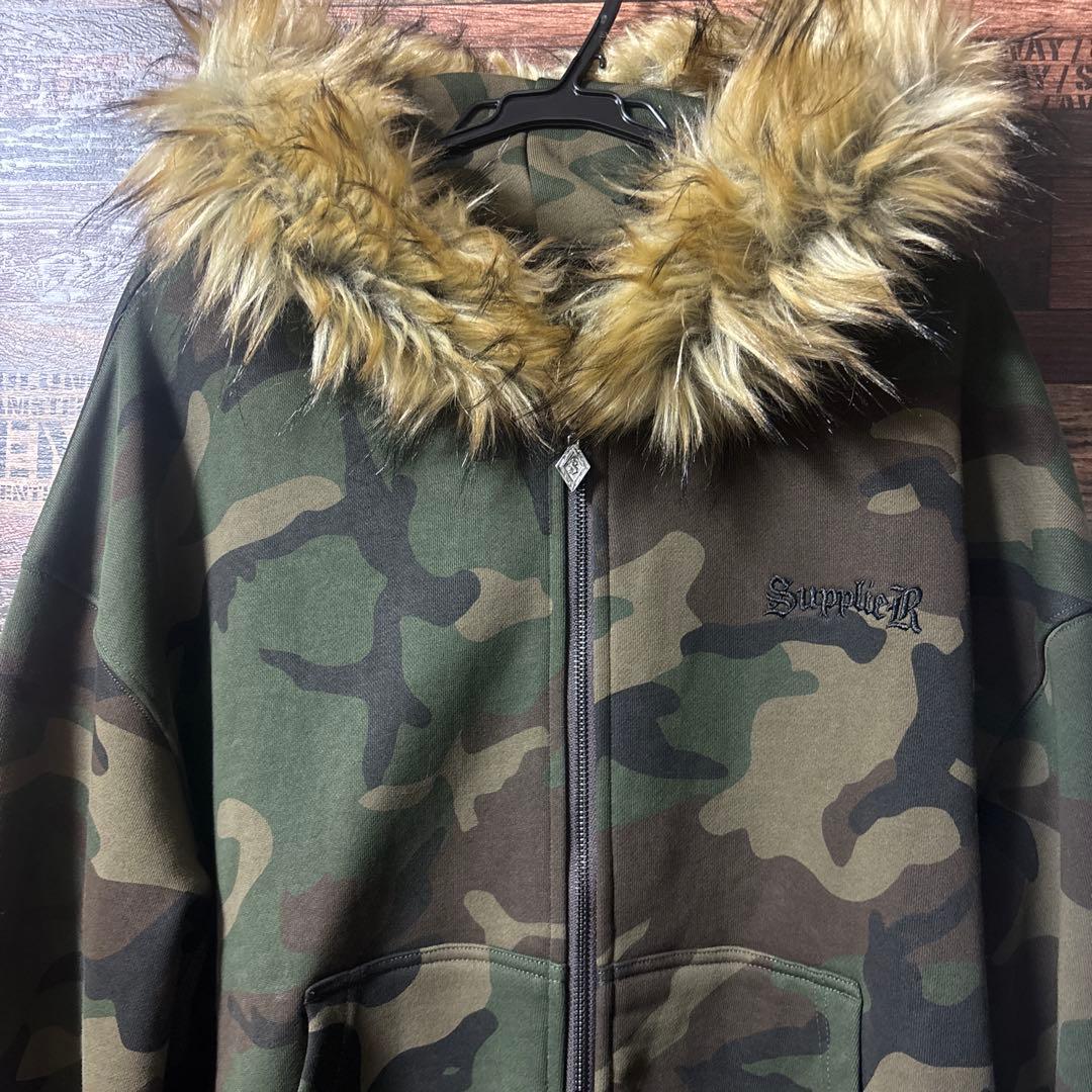 supplier 迷彩　ファーパーカー