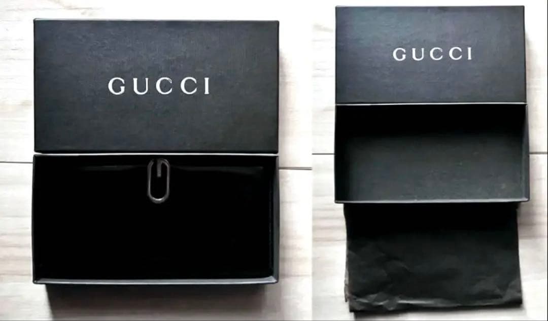 【箱付き】 GUCCI グッチ G バックル 二つ折り 長財布 ブラック レザー