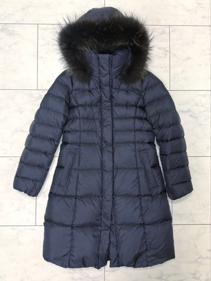 23区 シレータフタダウンコート　フォックスファー付き　ネイビー