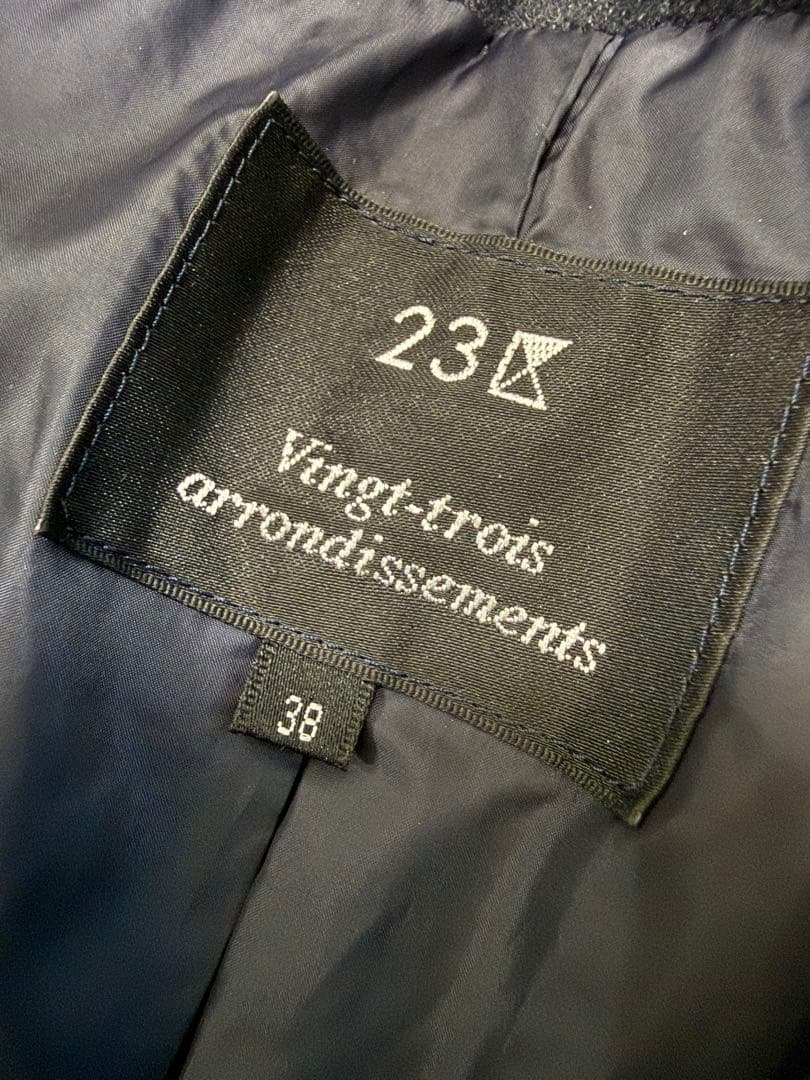 23区 シレータフタダウンコート　フォックスファー付き　ネイビー