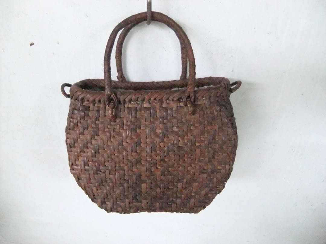 山葡萄かご　丸型小型　２way ( 手提げかご・ショルダーかご )