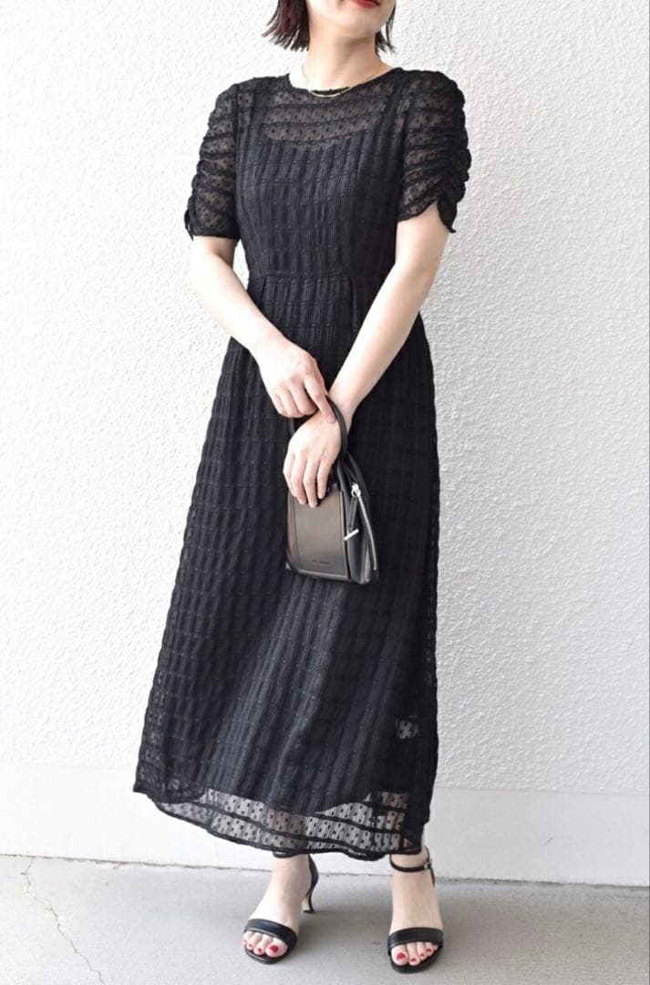 新品★kaene カエン　ドットドビーエプロンドレス　ブラック