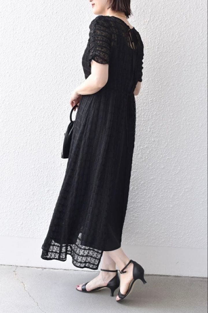 新品★kaene カエン　ドットドビーエプロンドレス　ブラック