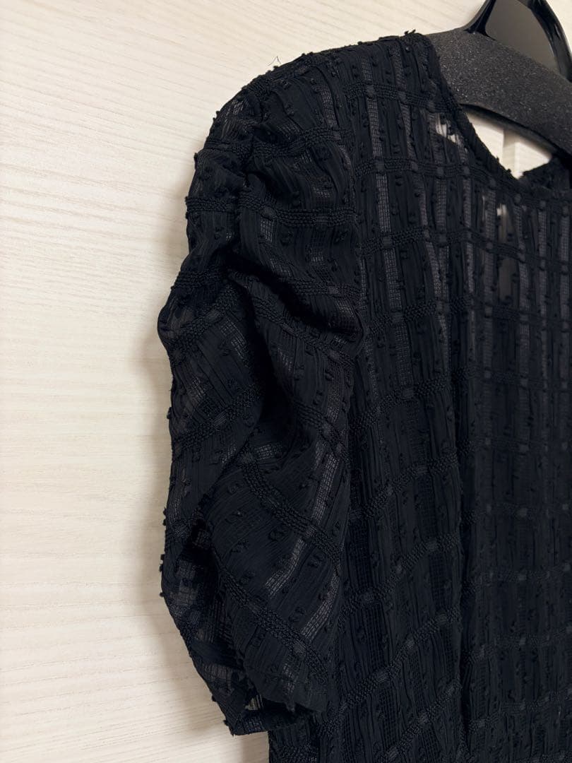 新品★kaene カエン　ドットドビーエプロンドレス　ブラック