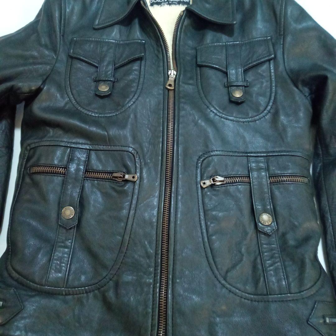 Dolce & Gabbana レザーシングルライダースジャケット