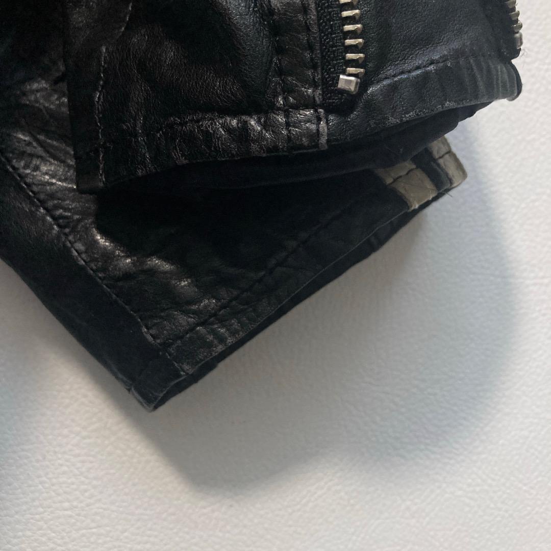 【y2k】フリーダム ライダースジャケット シングル 牛革 38 黒 袖ライン