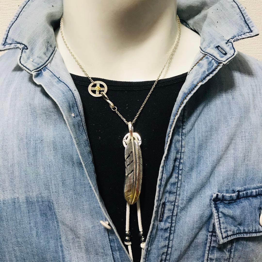 silver925 先金フェザー イーグルフック チェーン ネックレス セット