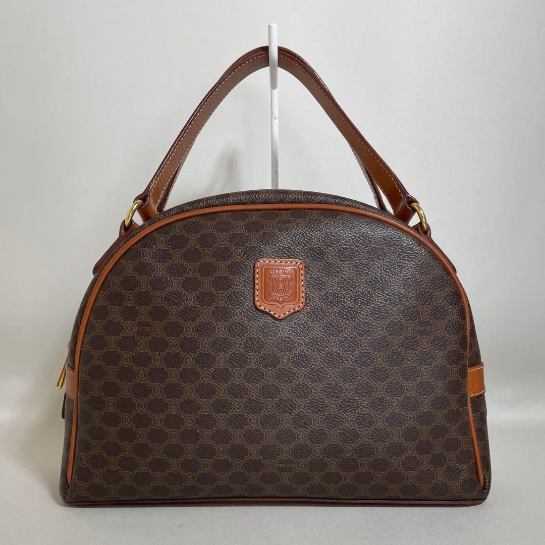 2602-41｜美品｜セリーヌ ハンドバッグ ブラウン マカダム柄 トリオンフ