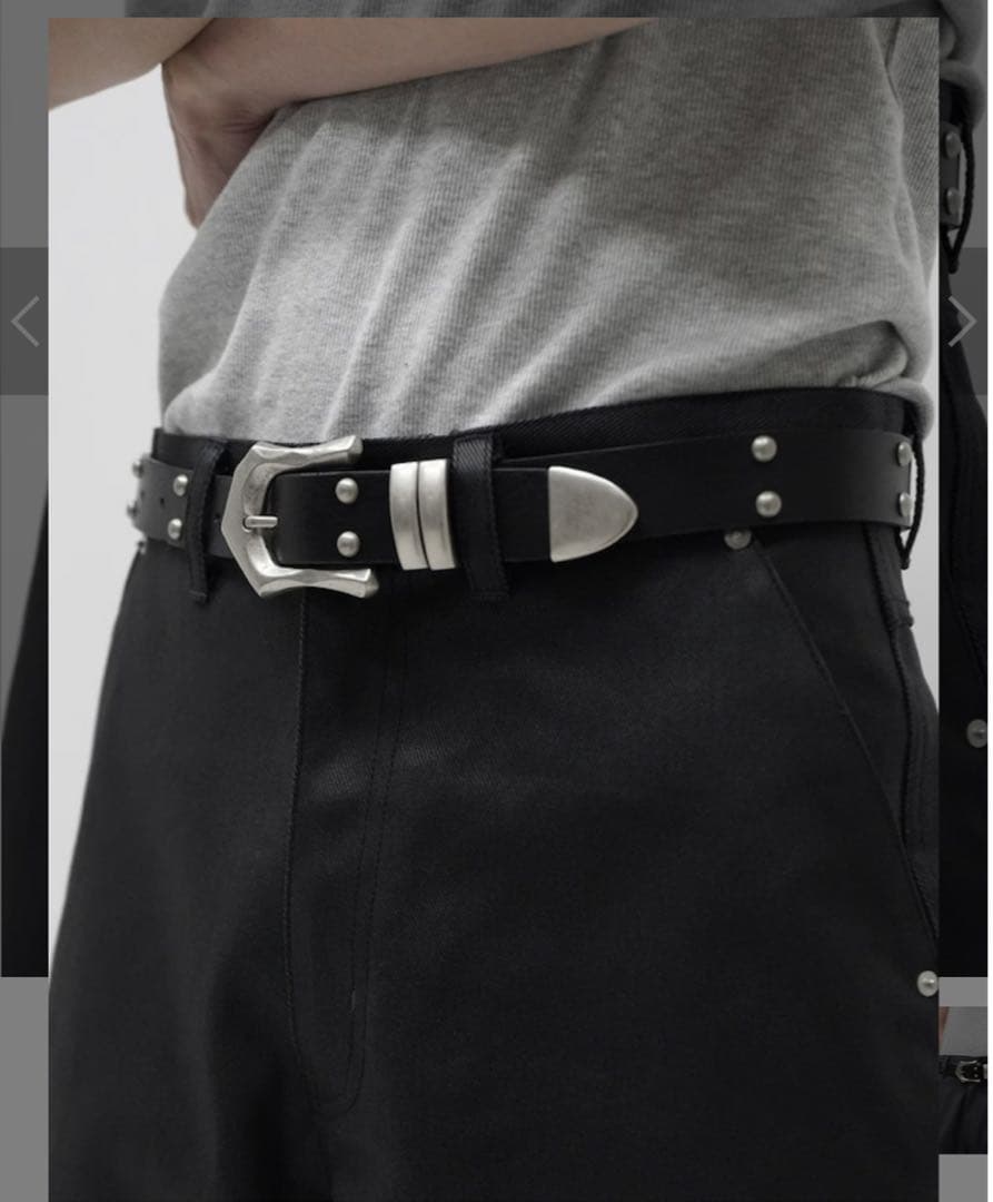 CS STUDS LEATHER BELT ブラックレザー