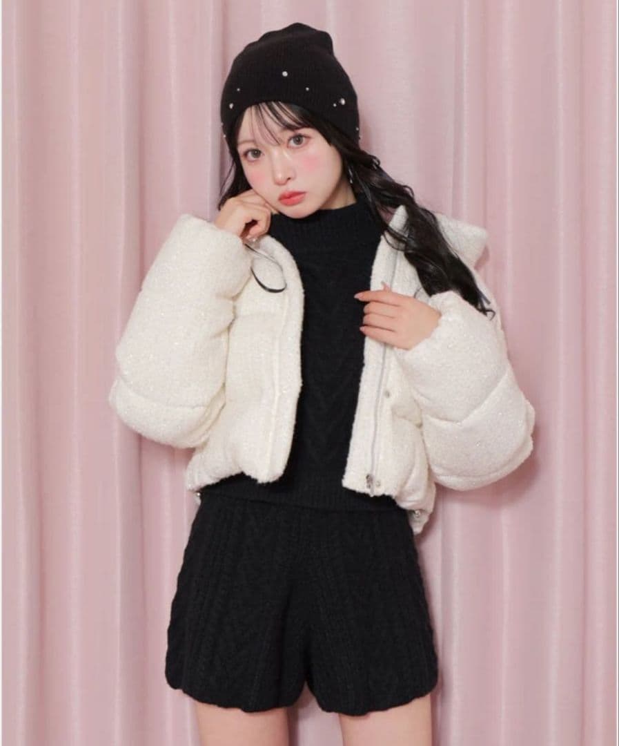 エムミーエメ　 Ribbon tweed short down jacket